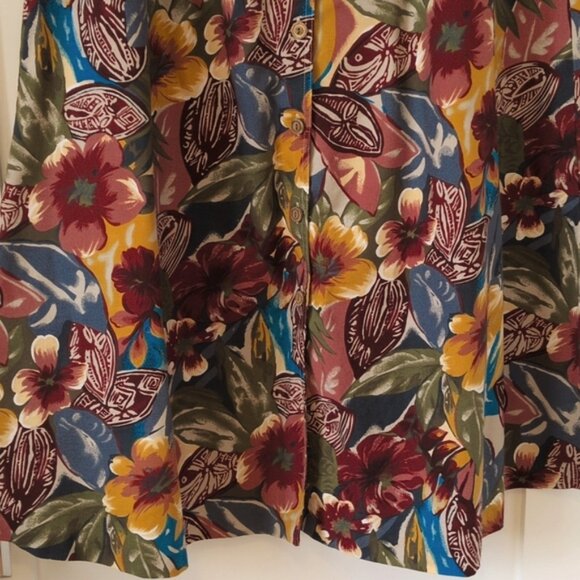 Vintage Lucia Floral Midi Skirt With Buttons Size 12 - Picture 2 of 8